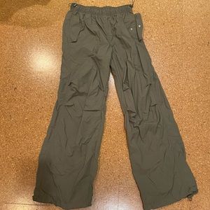 Olive green parachute pants